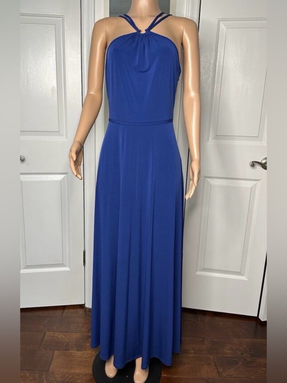Ann Taylor Cobalt Blue Ring Halter Maxi Women Summer Dress size 6